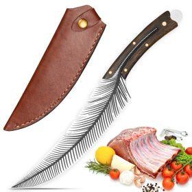 Viking 13.8 Inch Boning Knife With 8.5 Inch Feather Blade & Leather Sheath