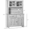 63.5" Kitchen Buffet with Hutch, Pantry Storage Ash Grey