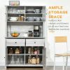 63.5" Kitchen Buffet with Hutch, Pantry Storage Ash Grey