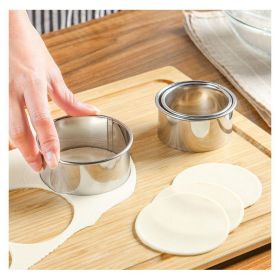 3pc Set Stainless Steel Circle Mold & Hand Press Cookie Cutter