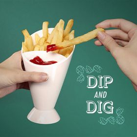 Plastic Mess Free Food Holder + Dipping Sauce Cup