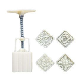 4 Stamp Square Shape Flower Cake Mold Set