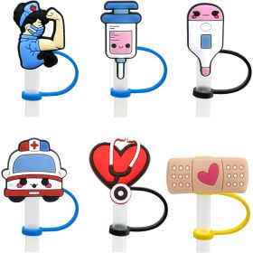 6pc Reusable Nurse Theme Straw Covers