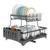 2-Tier Dish Drying Rack with Drainboard Organizer Set