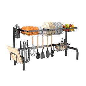 Adjustable Over Sink Dish Drying Rack with Hooks