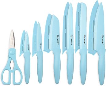 13 Piece Blue Coated Stainless Steel Knives Set with Guards