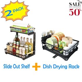 2 pc Set Dish Drying Rack and Under Sink Organizer Rack