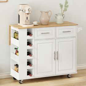 Kitchen Island Cart with 2 Door Cabinet and Two Drawers