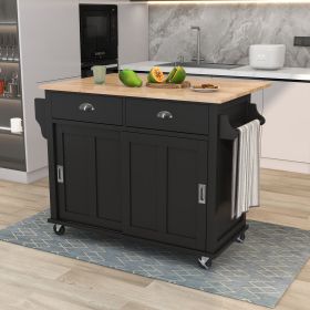 Kitchen Cart with Drop-Leaf Countertop