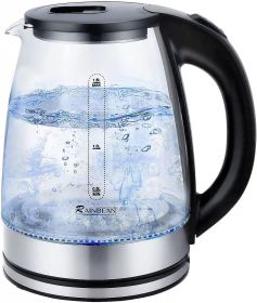 1.8L Electric Kettle With Auto Shut-Off & Boil Dry Protection, Glass Black