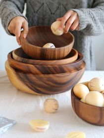 Acacia wooden bowl tableware (Option: Brown-All size)