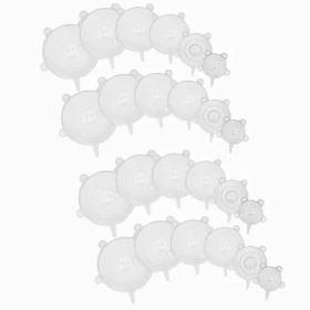 6, 12, 24, or 30 Piece Sets BPA-free Silicone Stretch Lids (Color: 24PCS White)