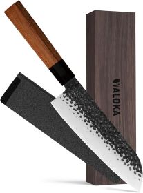 8 Inch Gyuto Knife - Professional Japanese Chef Knife - Hand Hammered Blade (Option: Santoku Knife)