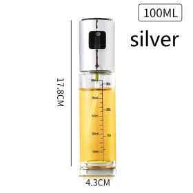 100ML Glass Olive Oil Spray Diffuser (Color: Silver)