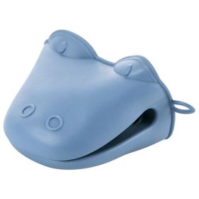 Silicone Hippopotamus Oven Mitts (Color: Blue)