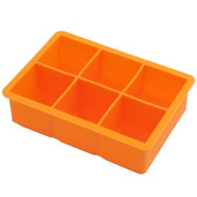 Food Grade Silicone 6 Grid Ice Cube Mold (Color: 6 Ice Trays With Lids - Orange)