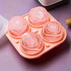 Rose Shaped Ice Cube Tray (Color: Pink)