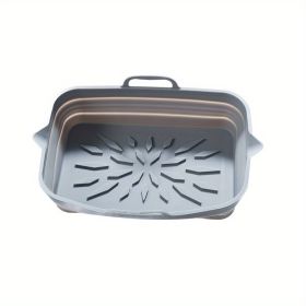 Rectangular Silicone Air Fryer Liners (Color: Grey, Quantity: 2)