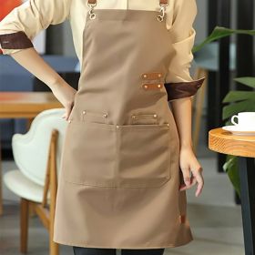 Waterproof And Oil-proof Apron With Pockets (Color: Light Brown)