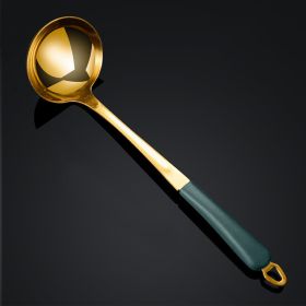 Stainless Steel Silicone Handle Soup Spoon (Color: Golden Spoon)