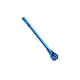 Stainless Steel Straw with Spoon for Coffee; Milk; and More! (Color: Blue)