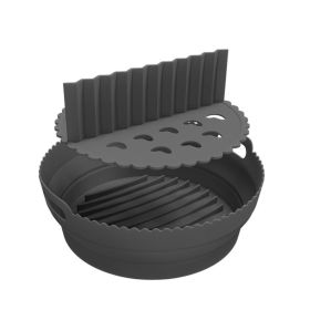 Foldable Air Fryer Silicone Liner With Split Basket (Color: Black)