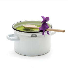 Silicone Witch Spoon Holder and Pot Lid Steam Release (Color: Purple)