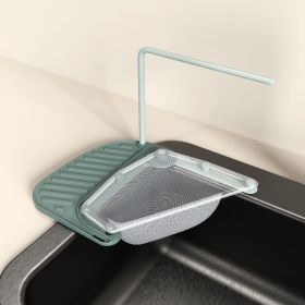 2pc Multi-Functional Triangular Sink Rack with Filter (Color: Green)