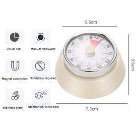 Stainless Steel Mechanical Kitchen Timer with Magnet (Color: beige)