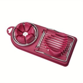 Stainless Steel Egg Slicer (Color: Red)