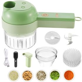 4 In 1 Handheld Rechargeable Vegetable Cutter Set (Color: Green)