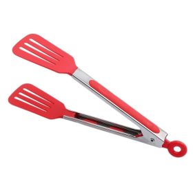 9-inch Nylon Square Head Food Tong (Color: Red)