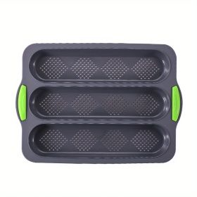 Silicone Breathable Triple Loaf Baguette Bakeing Trays (Color: Grey)