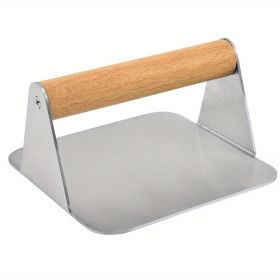 Burger Press (Material: Square Meat Press With Wooden Handle)