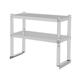 Kitchen Stainless Steel Overshelf with Adjustable Lower Shelf (Color: Silver, size: 30 x 12 Inch)