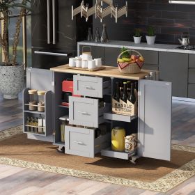 K&K Rolling Kitchen Island with Storage on Wheels (Color: as Pic)